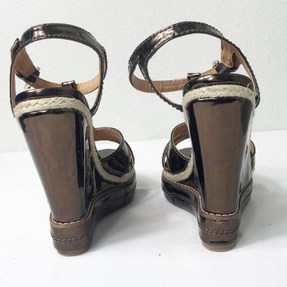 Matisse Palazzo Metallic Bronze Wedge Platform Sandal T-Strap Size 7.5 - Picture 5 of 8